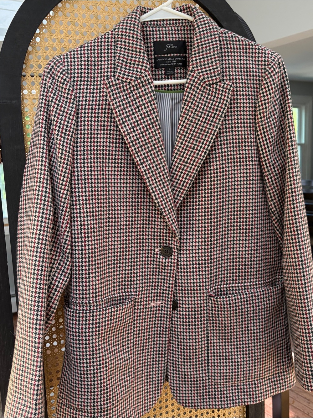 J. Crew Women’s Pink Houndstooth Blazer